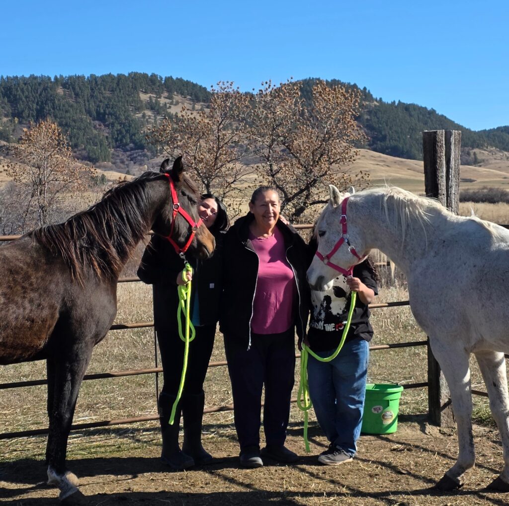 Photo with horses of Audra Deputee Kolodziejski and Rebecca Deputee